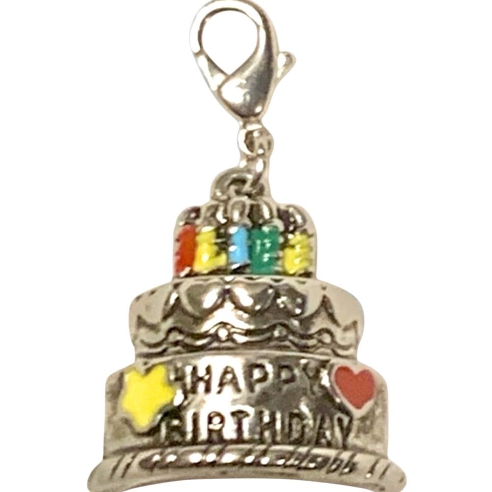 Birthday Cake Silver & Multicolored w/Lobster clasp Zipper pull, purse charm - Picture 4 of 6
